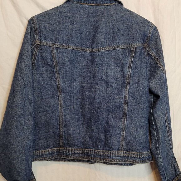 Vintage Bill Blass Petite Denim Trucker Jacket Dark Blue Cotton Size Small Women - Picture 7 of 7